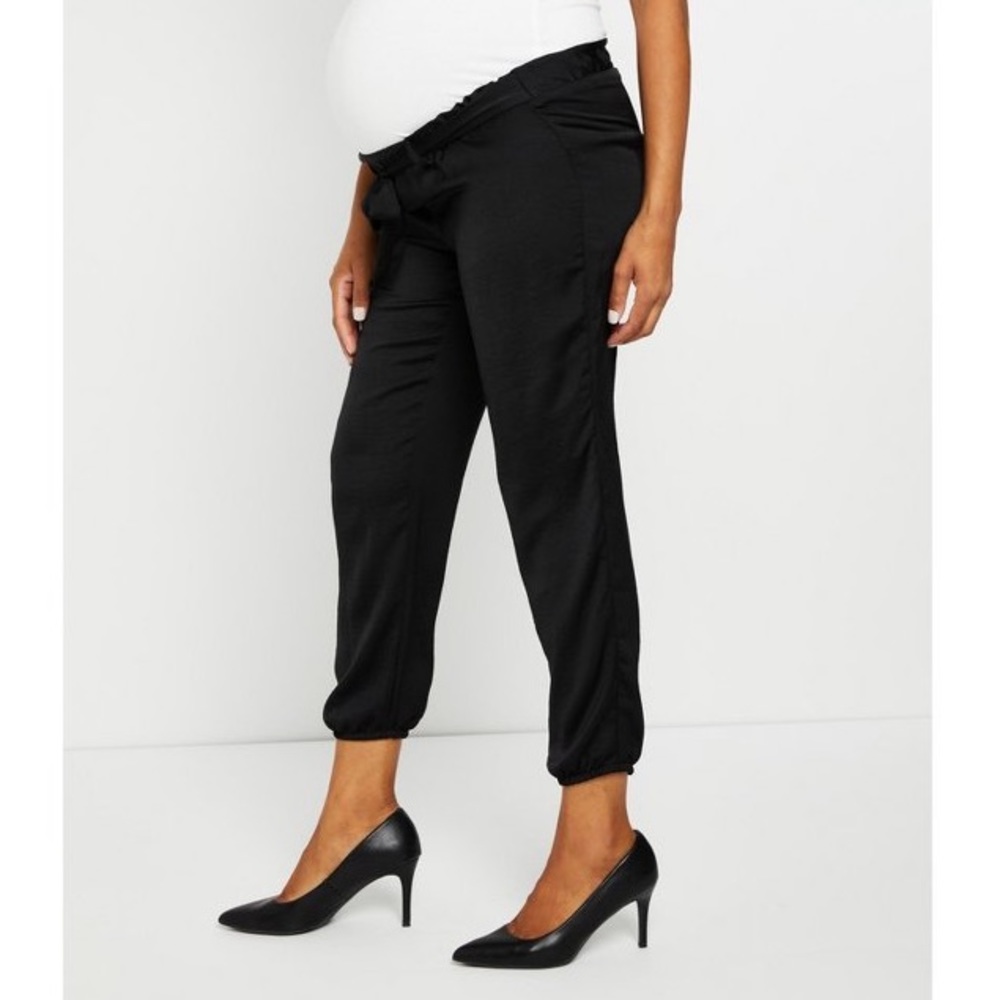 Motherhood Maternity Under Belly Charmeuse Jogger Maternity Pants Black